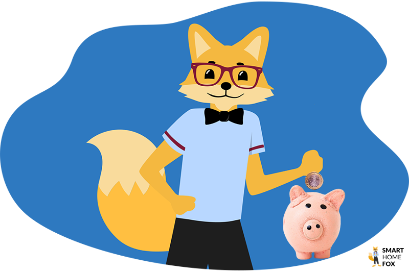 Fuchs neben Sparschwein